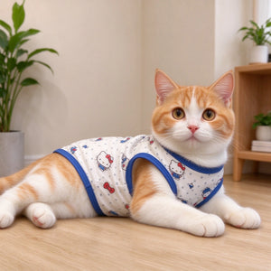 Tamecare Blue Trim Cartoon Cat Vest
