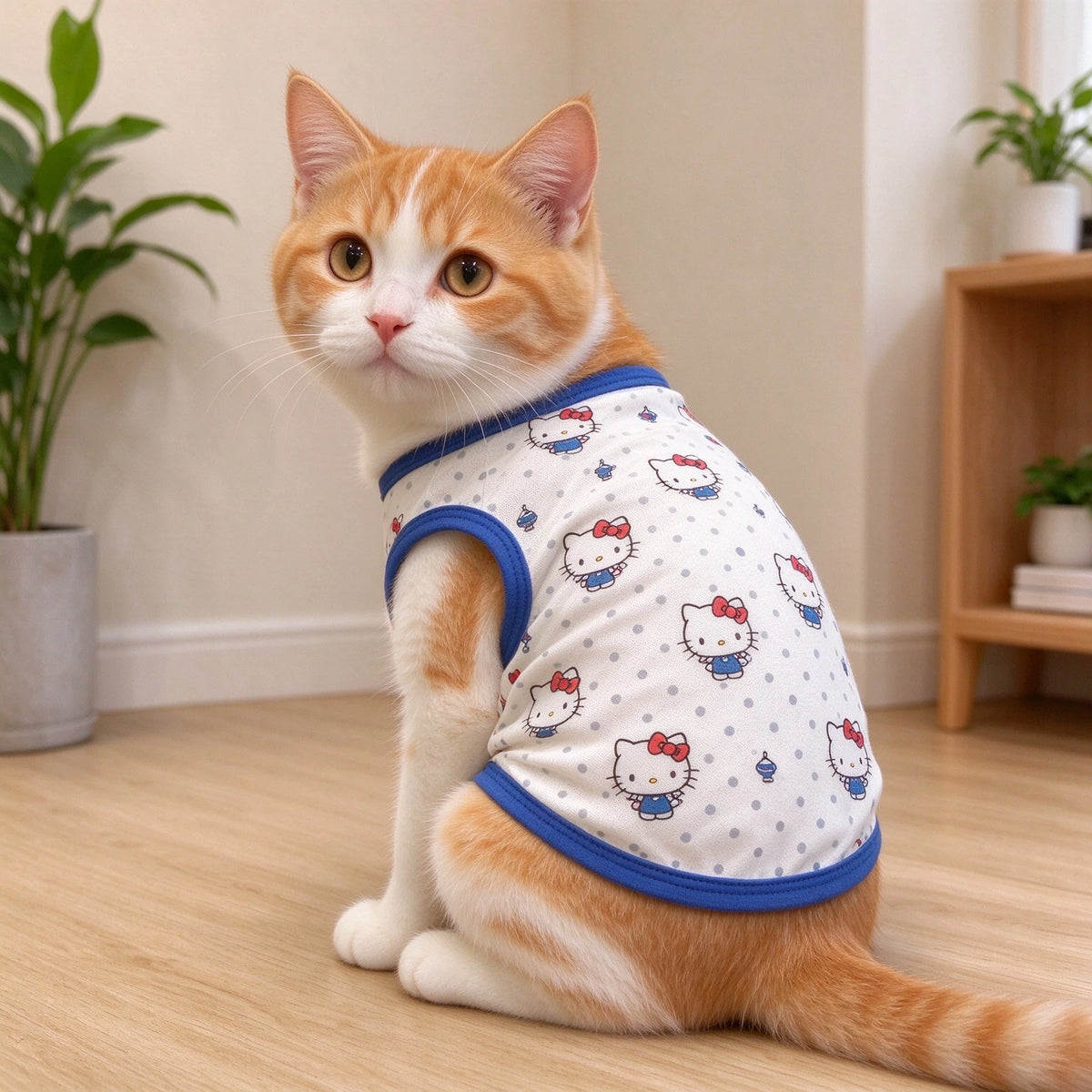 Tamecare Blue Trim Cartoon Cat Vest
