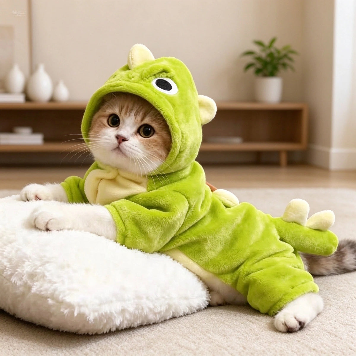 Tamecare Green Dinosaur Cat Costume