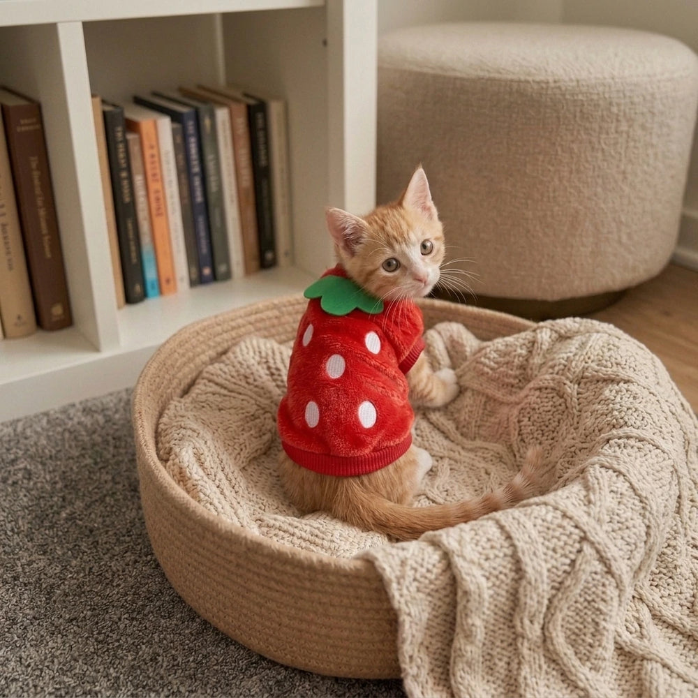 Tamecare Strawberry Fleece Pet Vest