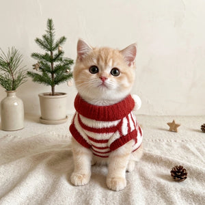 Tamecare Red Striped Knit Pet Sweater