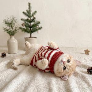 Tamecare Red Striped Knit Pet Sweater