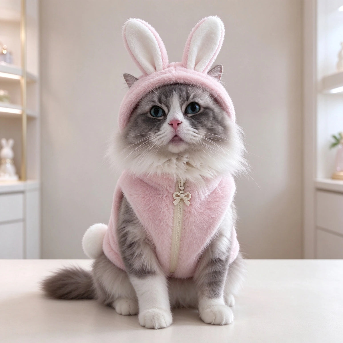 Tamecare Pink Bunny Cat Hoodie