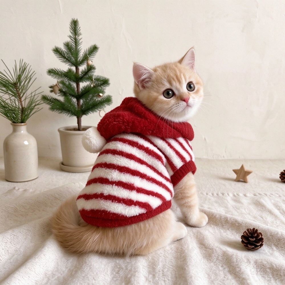Tamecare Red Striped Knit Pet Sweater