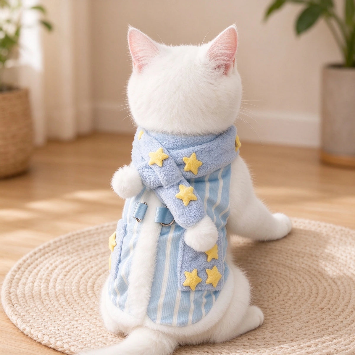 Tamecare Blue Star Cat Coat and Scarf Set