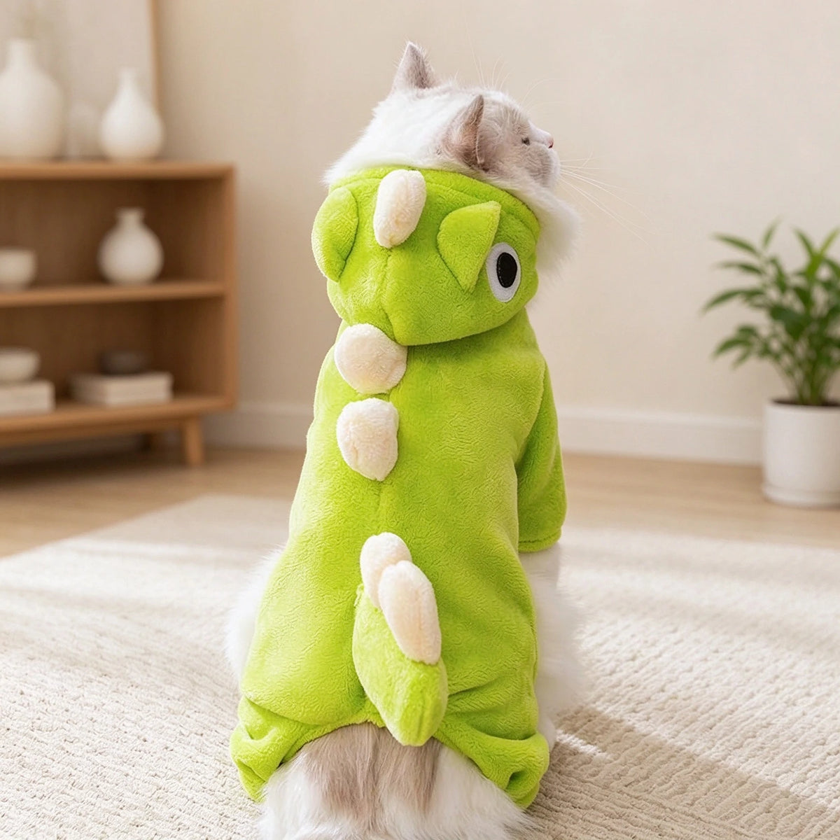 Tamecare Green Dinosaur Cat Costume
