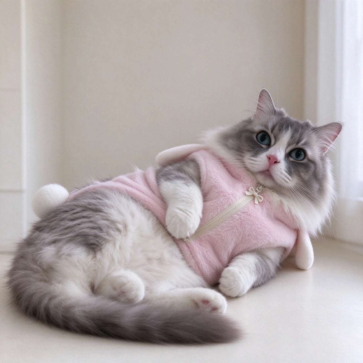 Tamecare Pink Bunny Cat Hoodie