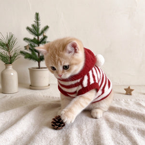 Tamecare Red Striped Knit Pet Sweater