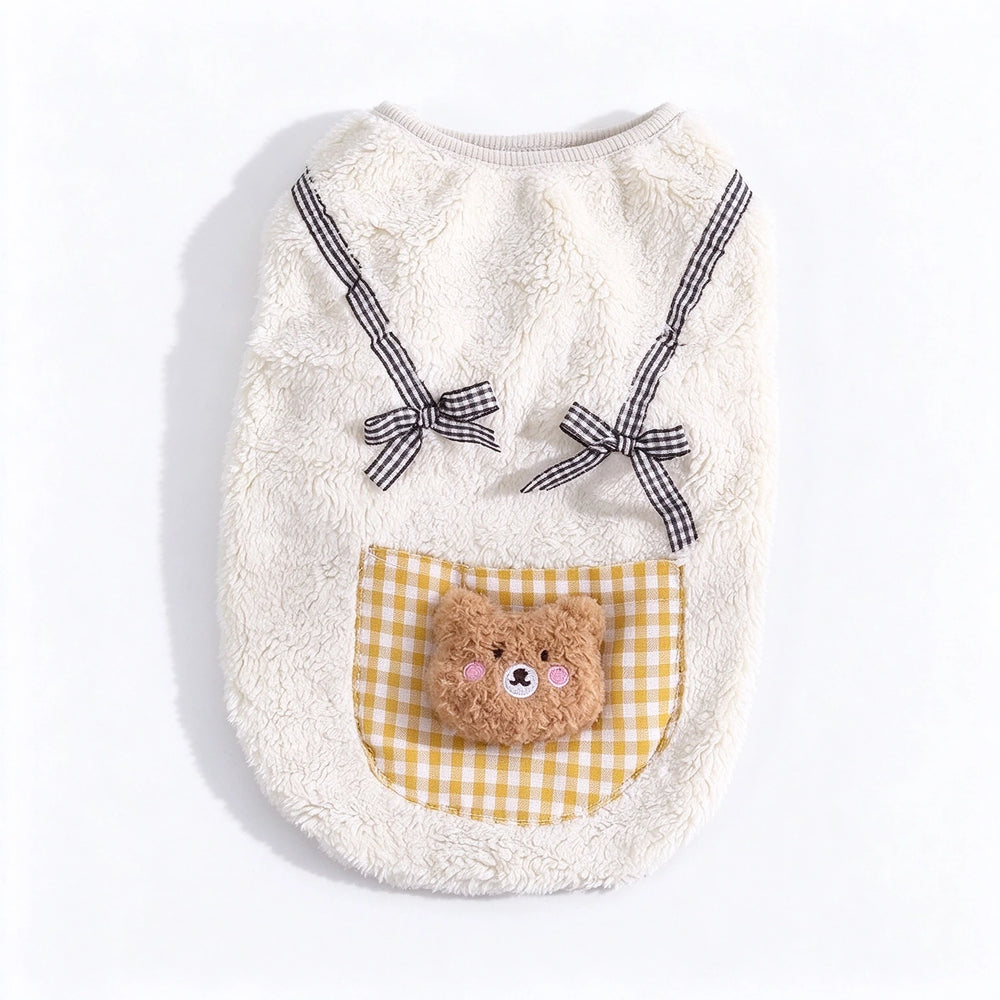 Tamecare Cream Teddy Bear Fleece Cat Vest