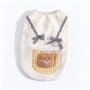 Tamecare Cream Teddy Bear Fleece Cat Vest