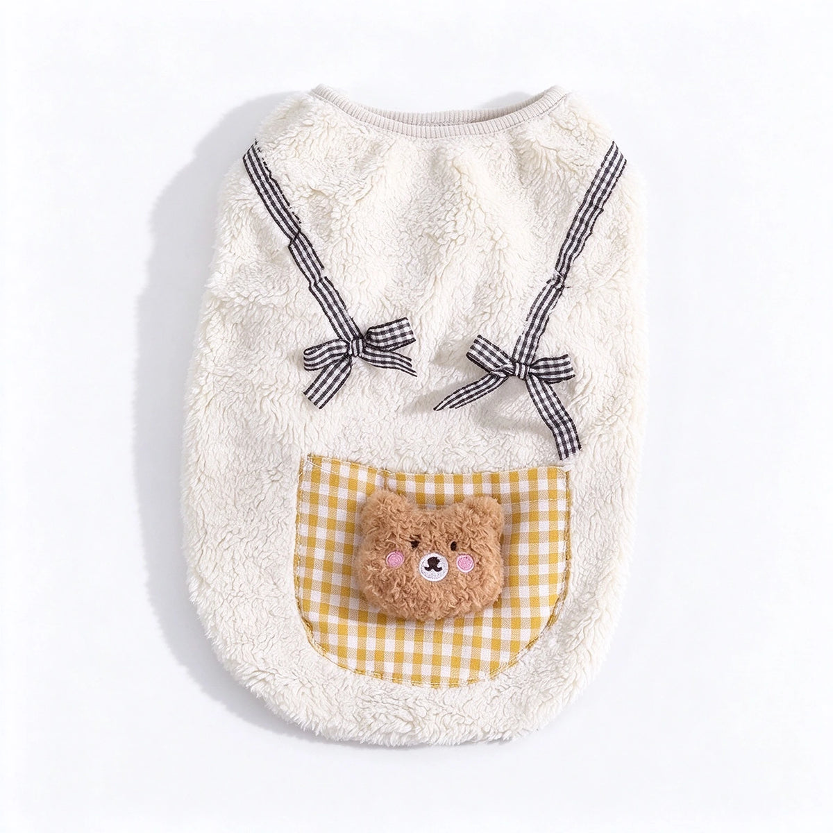 Tamecare Cream Teddy Bear Fleece Cat Vest