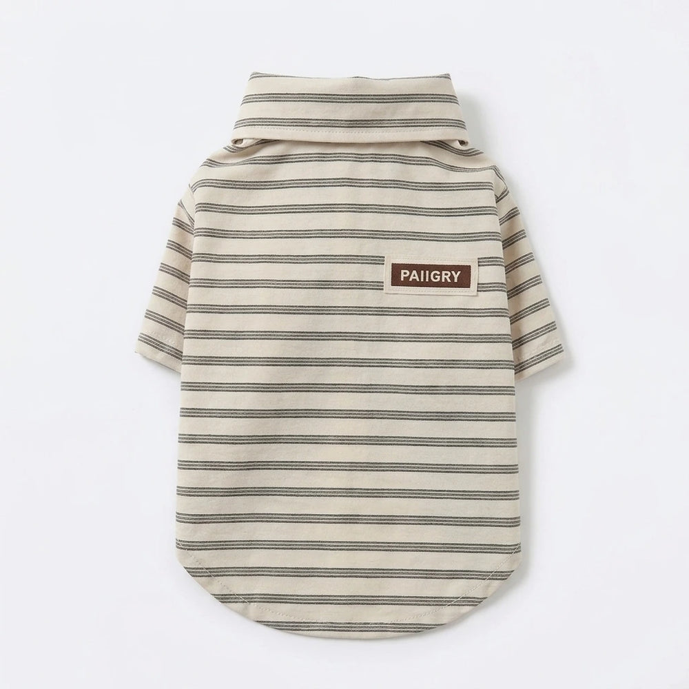 Tamecare Beige Striped Pet Shirt and Tie