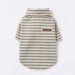 Tamecare Beige Striped Pet Shirt and Tie