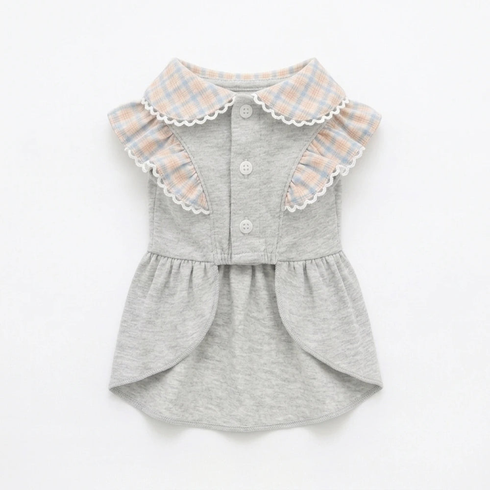Tamecare Gray Ruffle Collar Cat Dress
