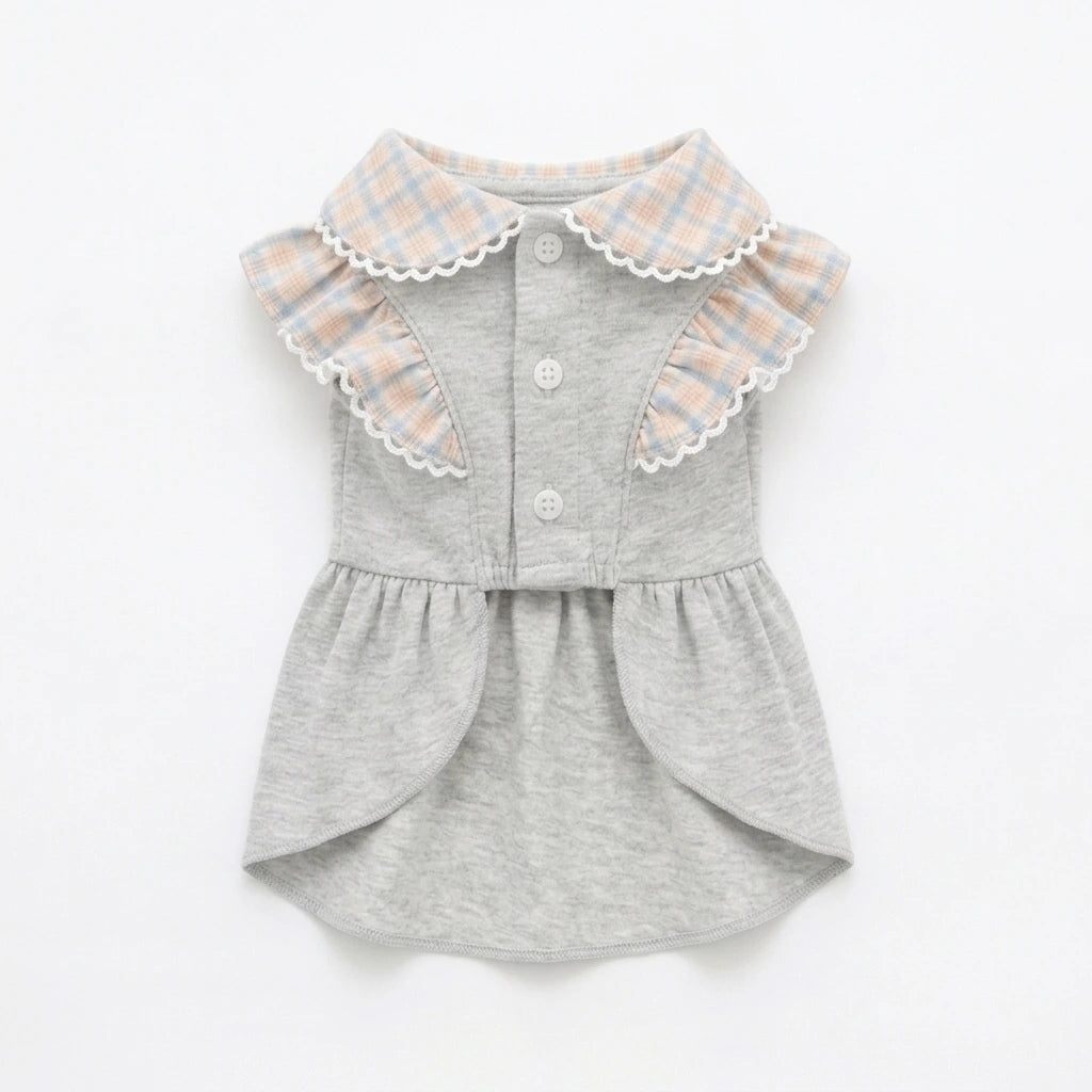 Tamecare Gray Ruffle Collar Cat Dress