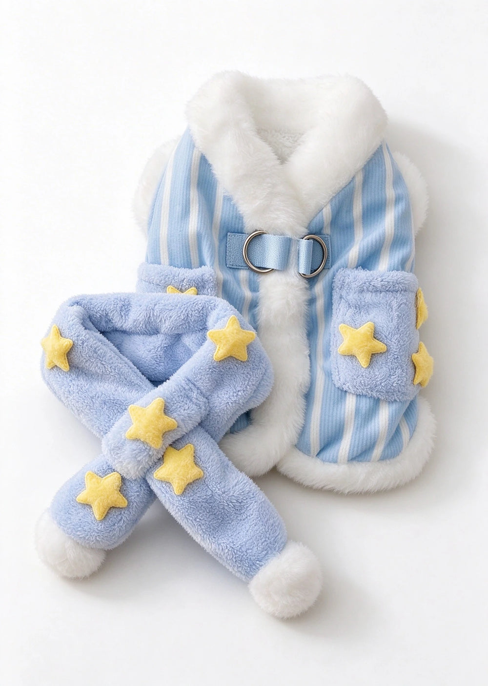 Tamecare Blue Star Cat Coat and Scarf Set