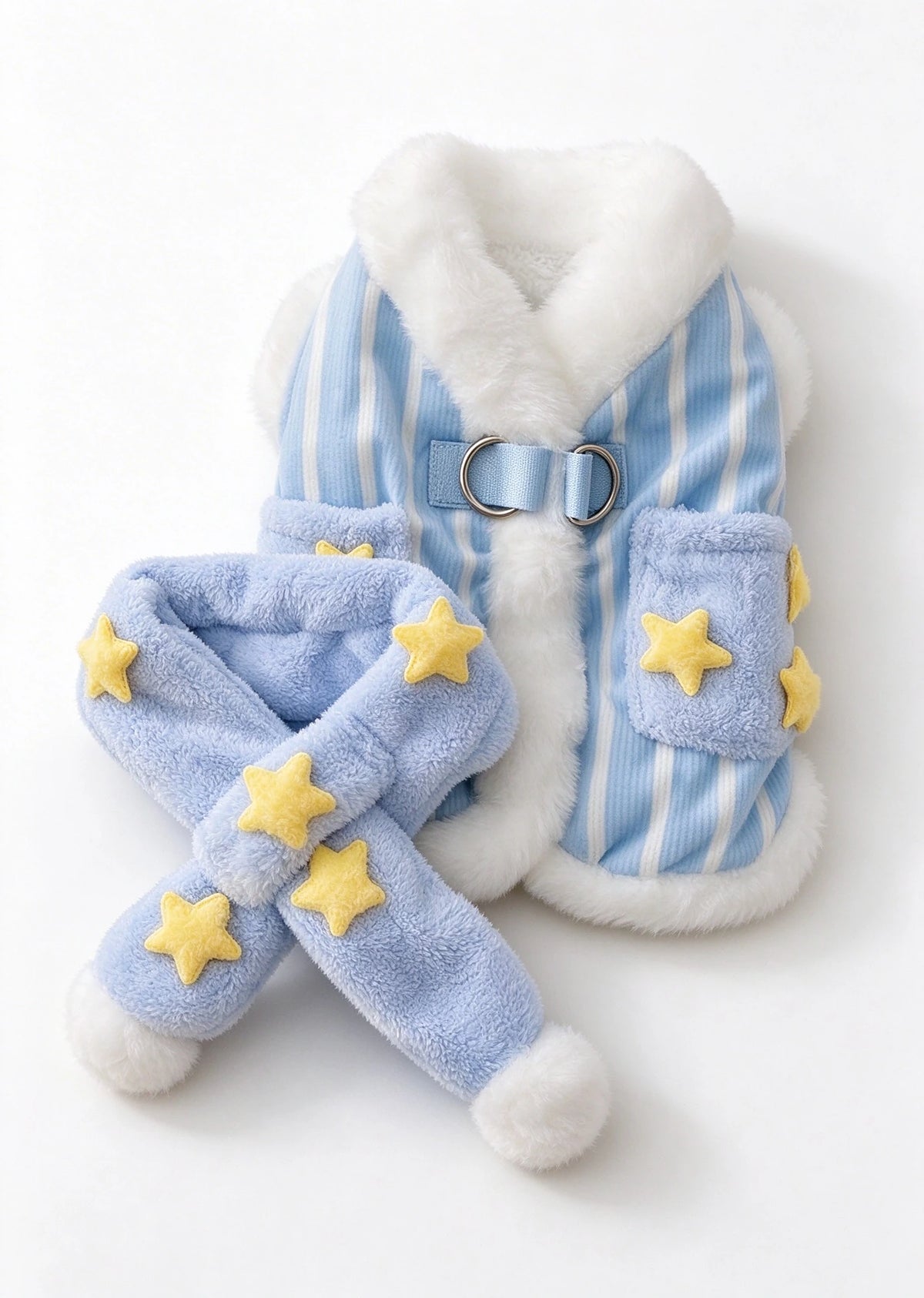 Tamecare Blue Star Cat Coat and Scarf Set