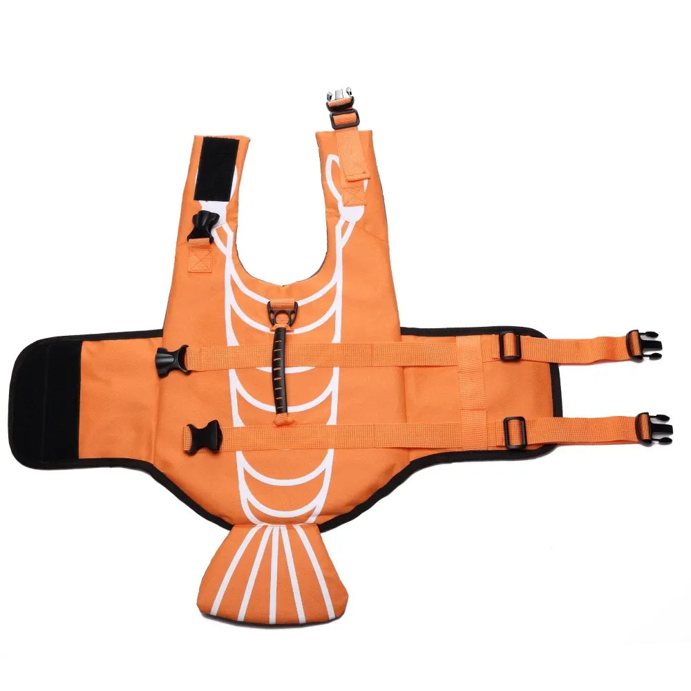 Orange Fish Tail Dog Life Jacket