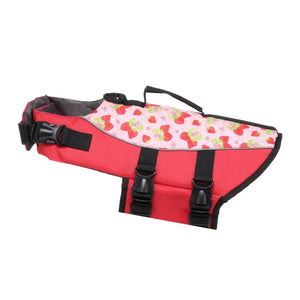 Red Strawberry Print Dog Life Jacket