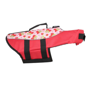 Red Strawberry Print Dog Life Jacket