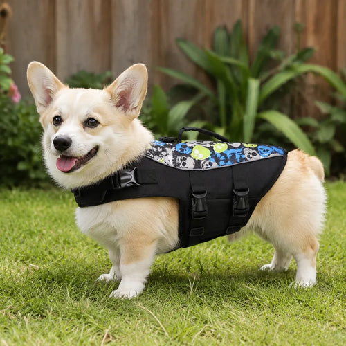 Black Skull Print Dog Life Jacket - MQ-JSY08 - image 2
