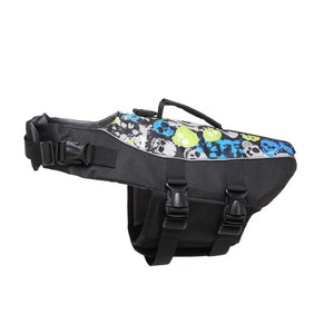 Black Skull Print Dog Life Jacket