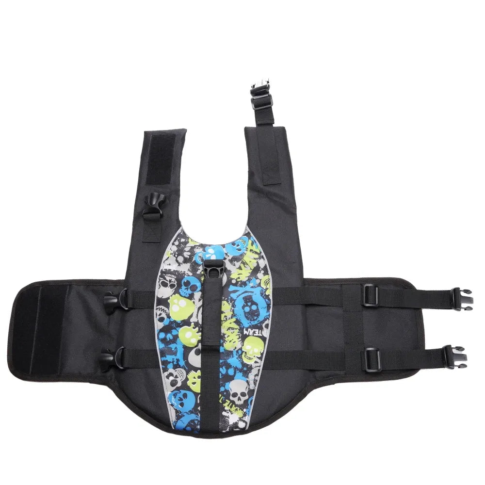 Black Skull Print Dog Life Jacket