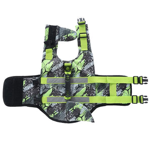 Green Camo Shark Fin Dog Life Jacket