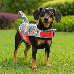 Red Camo Shark Fin Dog Life Jacket