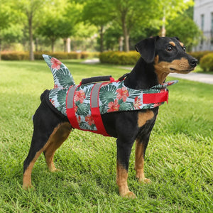 Red Camo Shark Fin Dog Life Jacket