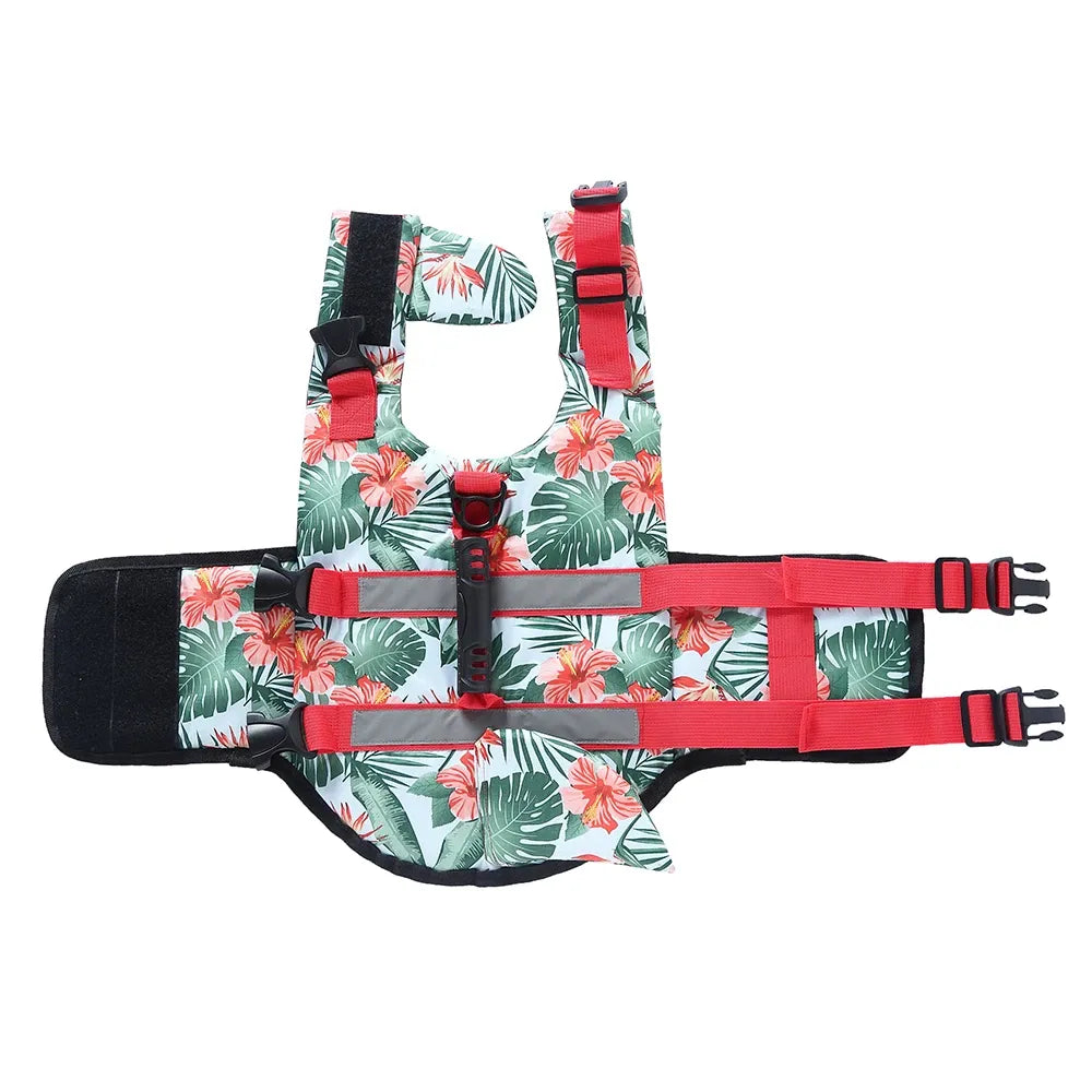 Red Camo Shark Fin Dog Life Jacket