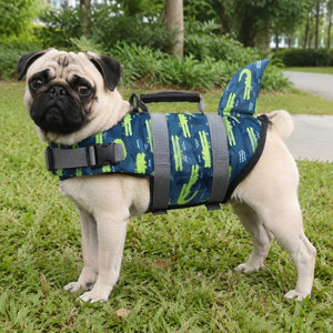 Blue Green Camo Shark Fin Dog Life Jacket