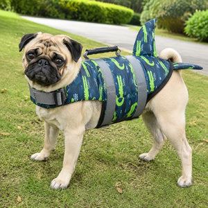 Blue Green Camo Shark Fin Dog Life Jacket