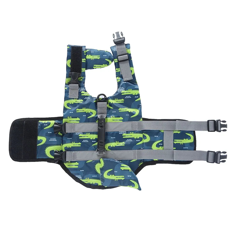 Blue Green Camo Shark Fin Dog Life Jacket