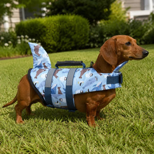 Light Blue Cartoon Shark Fin Dog Life Jacket