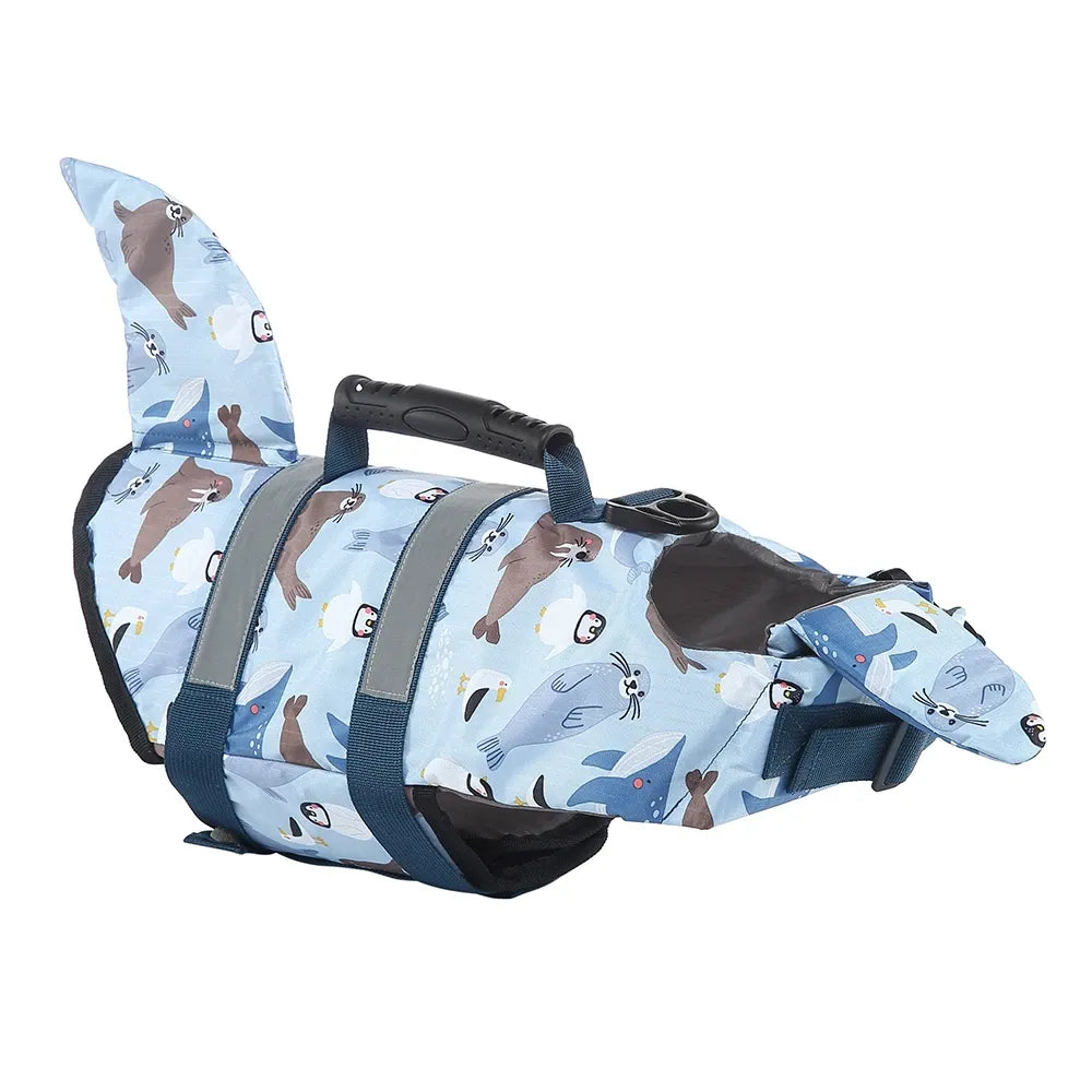 Light Blue Cartoon Shark Fin Dog Life Jacket