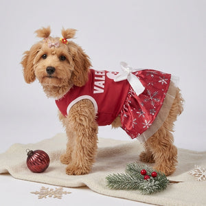 Tamecare Red Snowflake Bow Dog Dress