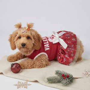 Tamecare Red Snowflake Bow Dog Dress