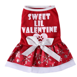 Tamecare Red Snowflake Bow Dog Dress