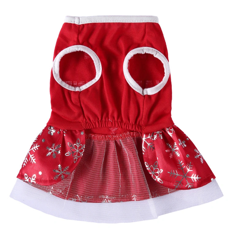 Tamecare Red Snowflake Bow Dog Dress