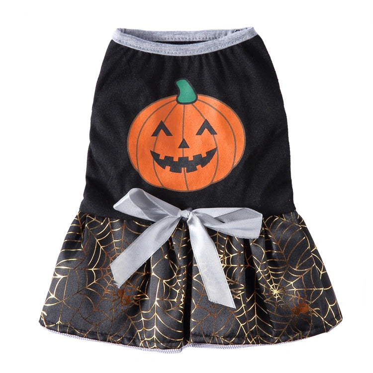 Tamecare Black Pumpkin Spiderweb Dog Dress