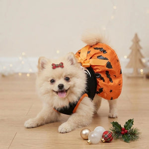 Tamecare Orange Ghost and Bat Halloween Dog Dress