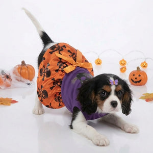 Tamecare Purple Witch and Skull Halloween Dog Dress