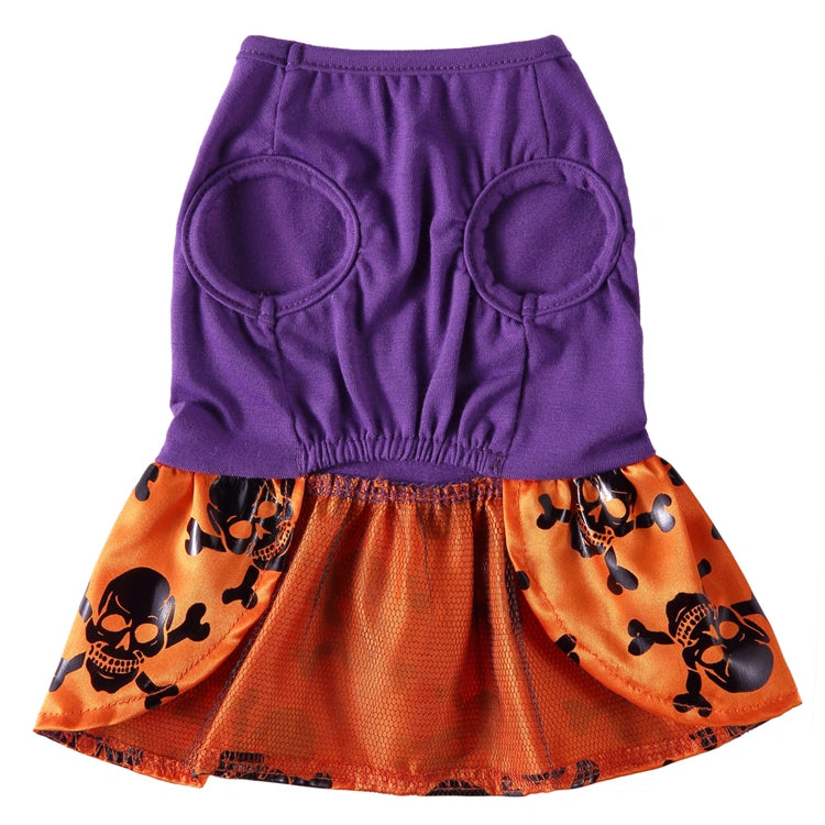 Tamecare Purple Witch and Skull Halloween Dog Dress