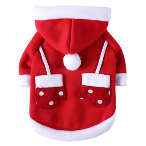 Tamecare Red Santa Mitten Pocket Dog Hoodie