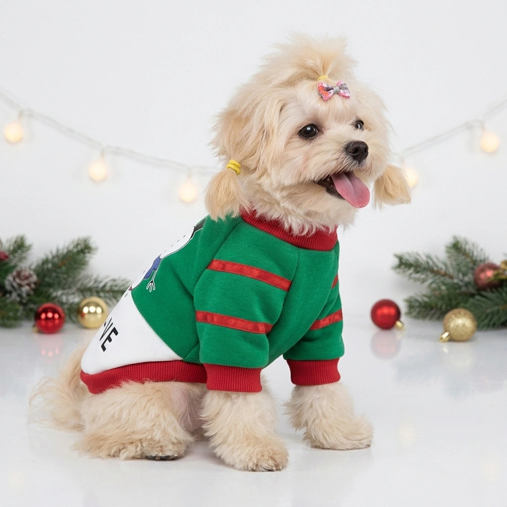 Tamecare Green LOVE Snowman Christmas Dog Shirt - lifestyle view