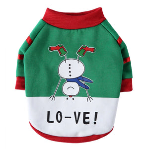 Tamecare Green LOVE Snowman Christmas Dog Shirt