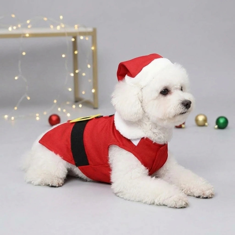 Tamecare Red Santa Tuxedo Dog Vest and Hat Set