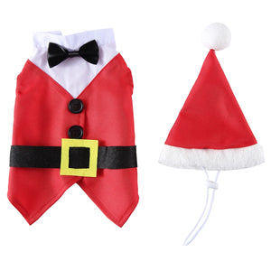 Tamecare Red Santa Tuxedo Dog Vest and Hat Set