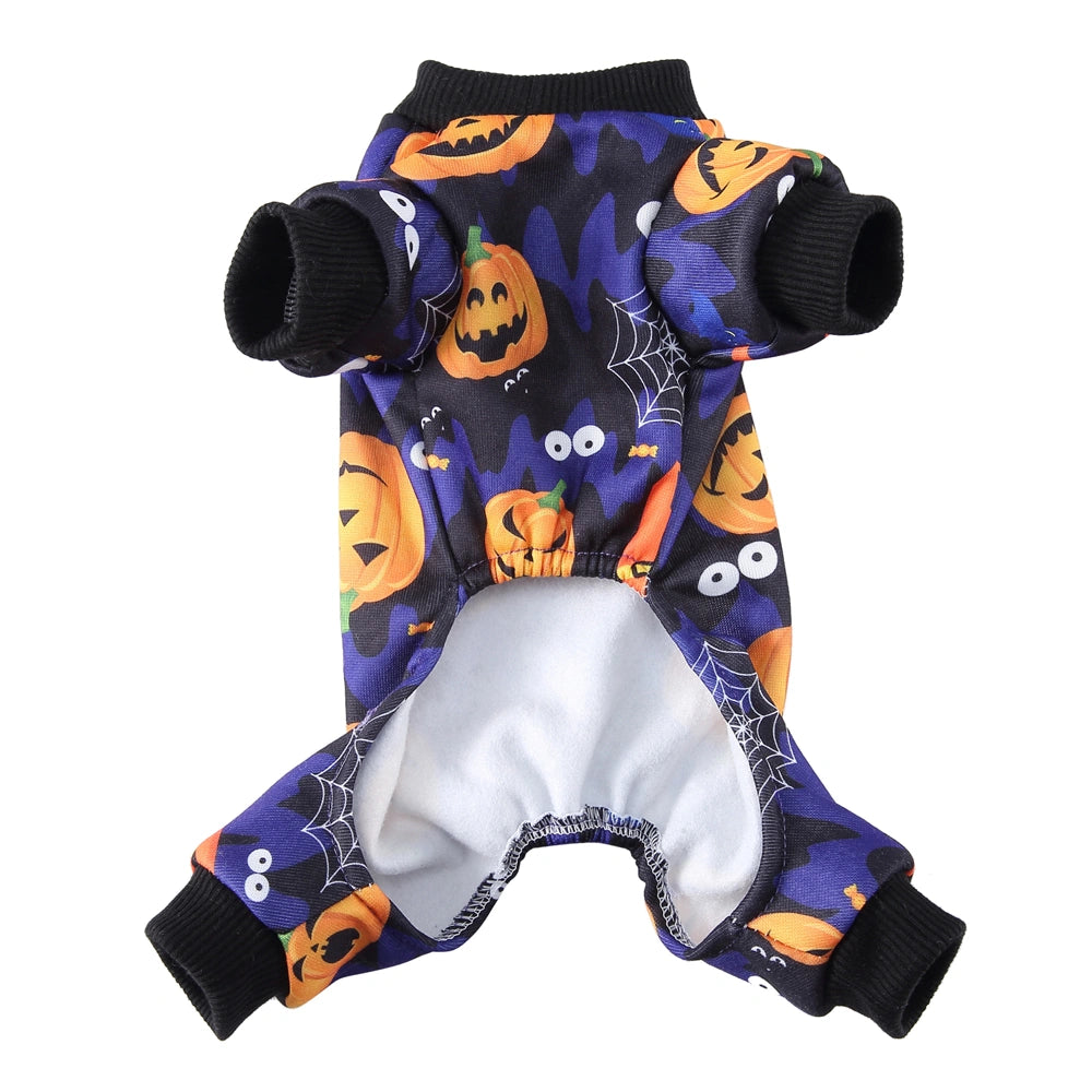Tamecare Purple Bat and Pumpkin Halloween Dog Pajamas
